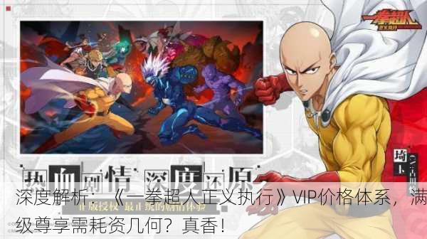 深度解析：《一拳超人正义执行》VIP价格体系，满级尊享需耗资几何？真香！
