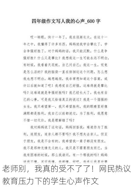 老师别，我真的受不了了！网民热议教育压力下的学生心声作文