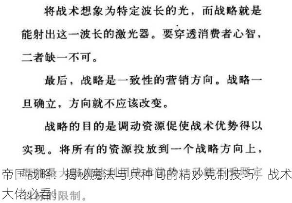 帝国战略：揭秘魔法与兵种间的精妙克制技巧，战术大佬必看！