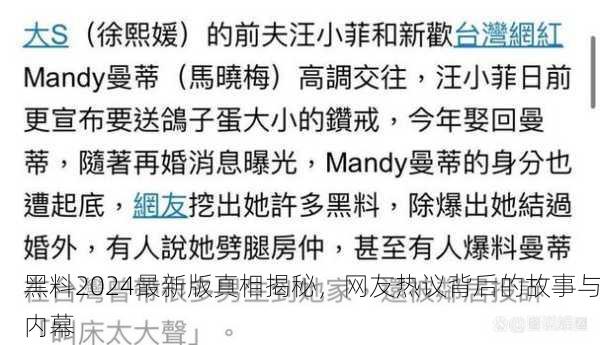 黑料2024最新版真相揭秘，网友热议背后的故事与内幕