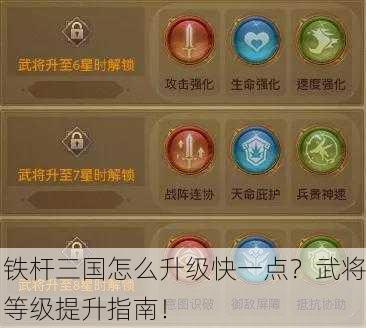 铁杆三国怎么升级快一点？武将等级提升指南！