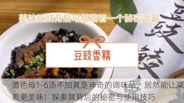 澧色母1-6汤不加真是神奇的调味品，居然能让菜肴更美味！探索其背后的秘密与使用技巧