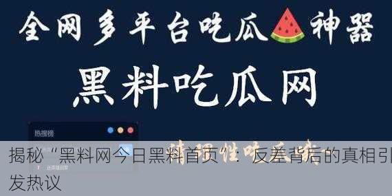 揭秘“黑料网今日黑料首页”：反差背后的真相引发热议