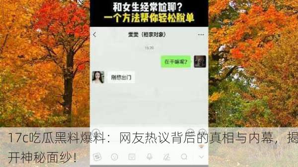 17c吃瓜黑料爆料：网友热议背后的真相与内幕，揭开神秘面纱！