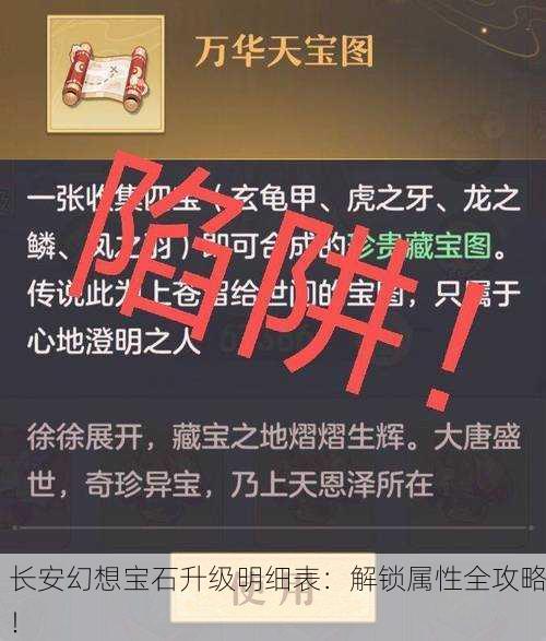 长安幻想宝石升级明细表：解锁属性全攻略！