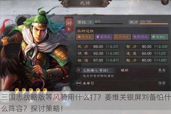 三国志战略版等风骑用什么打？姜维关银屏刘备怕什么阵容？探讨策略！