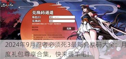 2024年9月忍者必须死3最新兑换码大全：月度礼包尊享合集，快来薅羊毛！