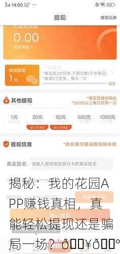 揭秘：我的花园APP赚钱真相，真能轻松提现还是骗局一场？🔥💰
