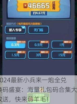2024最新小兵来一炮全兑换码盛宴：海量礼包码合集大放送，快来薅羊毛！