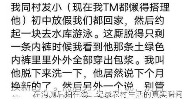 在沟厕后拍在线：记录农村生活的真实瞬间