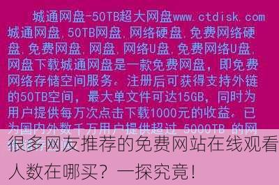 很多网友推荐的免费网站在线观看人数在哪买？一探究竟！
