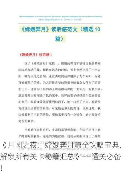 《月圆之夜：嫦娥奔月篇全攻略宝典，解锁所有关卡秘籍汇总》——通关必备！