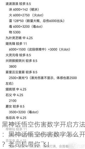黑神话悟空伤害数字开启方法：黑神话悟空伤害数字怎么开？老司机带你飞！