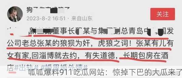 呱呱爆料911吃瓜网站：惊掉下巴的大瓜来了