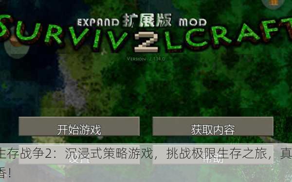 生存战争2：沉浸式策略游戏，挑战极限生存之旅，真香！