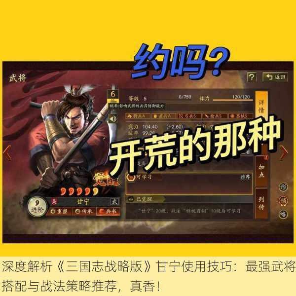 深度解析《三国志战略版》甘宁使用技巧：最强武将搭配与战法策略推荐，真香！