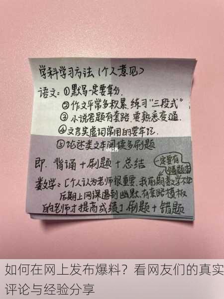 如何在网上发布爆料？看网友们的真实评论与经验分享