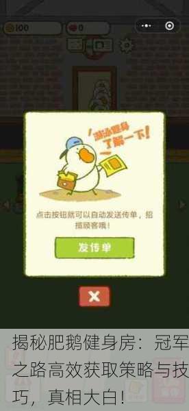 揭秘肥鹅健身房：冠军之路高效获取策略与技巧，真相大白！