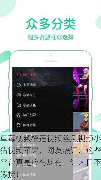 草莓视频榴莲视频丝瓜视频小猪视频苹果，网友热评：这些平台真是应有尽有，让人目不暇接！