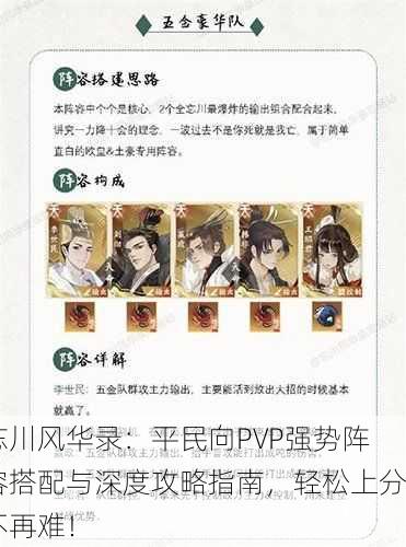 忘川风华录：平民向PVP强势阵容搭配与深度攻略指南，轻松上分不再难！