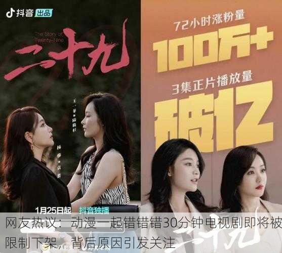 网友热议：动漫一起错错错30分钟电视剧即将被限制下架，背后原因引发关注