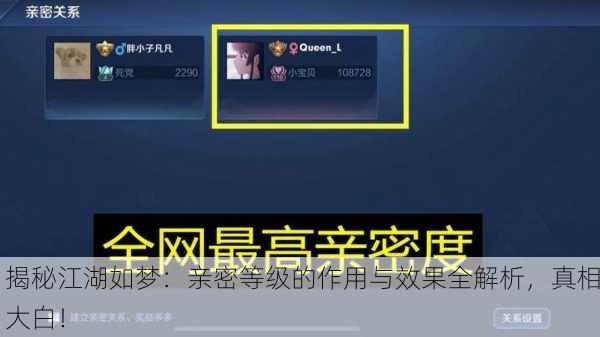 揭秘江湖如梦：亲密等级的作用与效果全解析，真相大白！