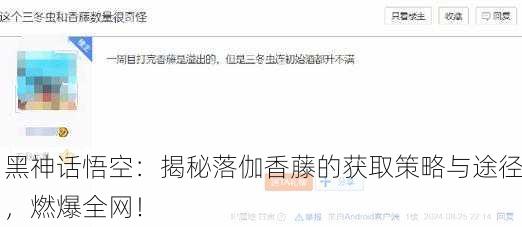黑神话悟空：揭秘落伽香藤的获取策略与途径，燃爆全网！