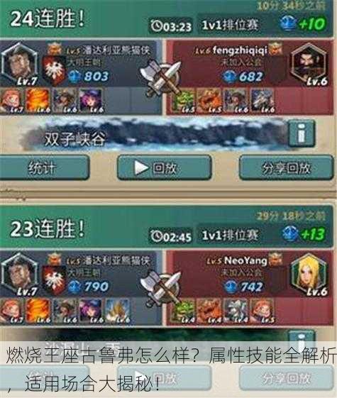 燃烧王座古鲁弗怎么样？属性技能全解析，适用场合大揭秘！