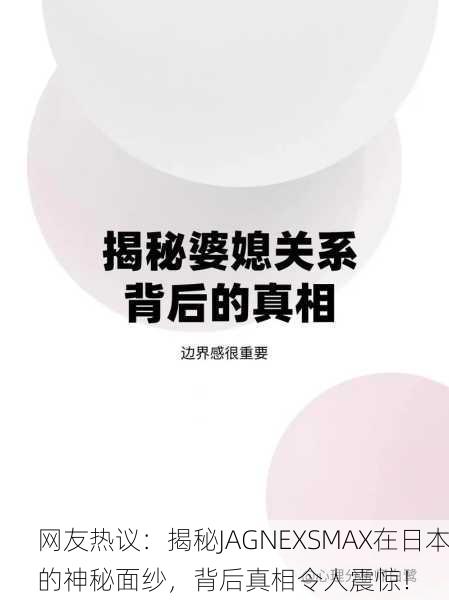 网友热议：揭秘JAGNEXSMAX在日本的神秘面纱，背后真相令人震惊！