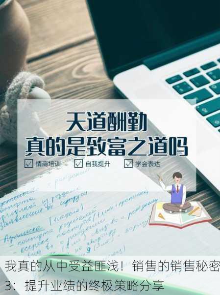 我真的从中受益匪浅！销售的销售秘密3：提升业绩的终极策略分享