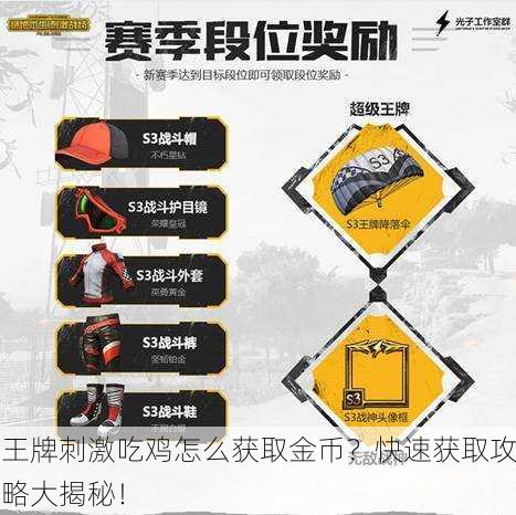 王牌刺激吃鸡怎么获取金币？快速获取攻略大揭秘！