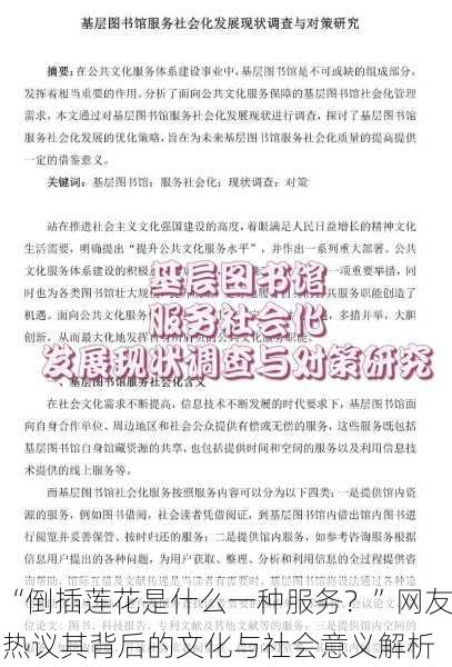 “倒插莲花是什么一种服务？”网友热议其背后的文化与社会意义解析