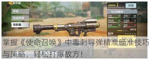 掌握《使命召唤》中毒刺导弹精准瞄准技巧与策略，轻松打爆敌方！
