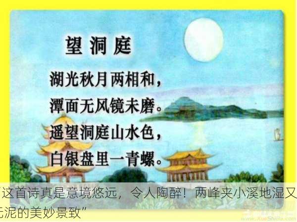 “这首诗真是意境悠远，令人陶醉！两峰夹小溪地湿又无泥的美妙景致”