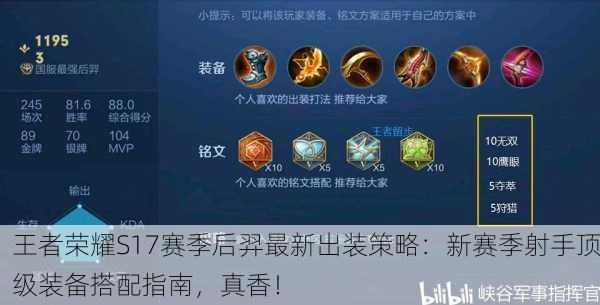 王者荣耀S17赛季后羿最新出装策略：新赛季射手顶级装备搭配指南，真香！