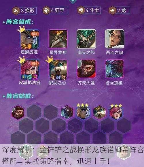 深度解析：金铲铲之战换形龙族诺姆希阵容搭配与实战策略指南，迅速上手！