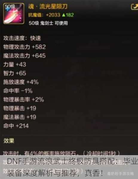DNF手游流浪武士终极防具搭配：毕业装备深度解析与推荐，真香！