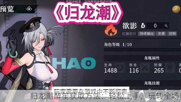 归龙潮醉笙获取方法：轻松上手，玩转全场！
