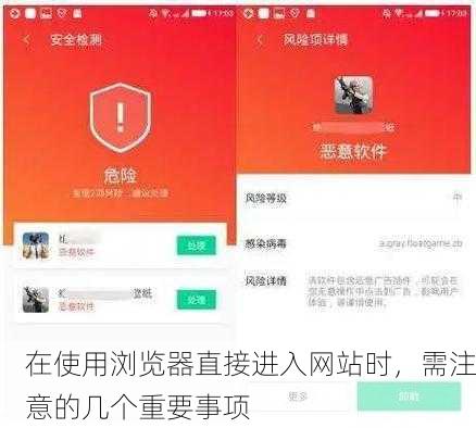 在使用浏览器直接进入网站时，需注意的几个重要事项