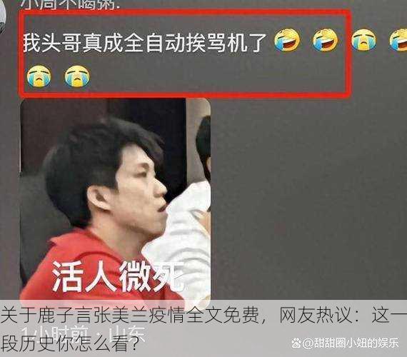 关于鹿子言张美兰疫情全文免费，网友热议：这一段历史你怎么看？