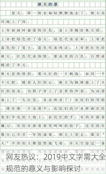 网友热议：2019中文字需大全规范的意义与影响探讨