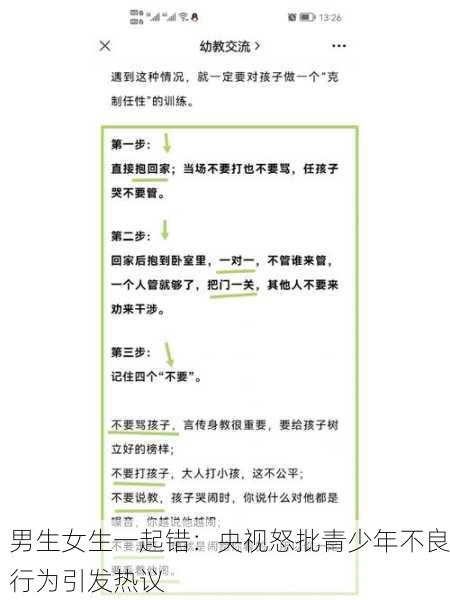 男生女生一起错：央视怒批青少年不良行为引发热议