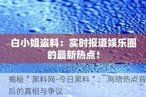 揭秘＂黑料网-今日黑料＂： 网络热点背后的真相与争议