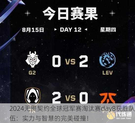 2024无畏契约全球冠军赛淘汰赛day8获胜队伍：实力与智慧的完美碰撞！