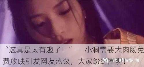 “这真是太有趣了！”——小洞需要大肉肠免费放映引发网友热议，大家纷纷围观！