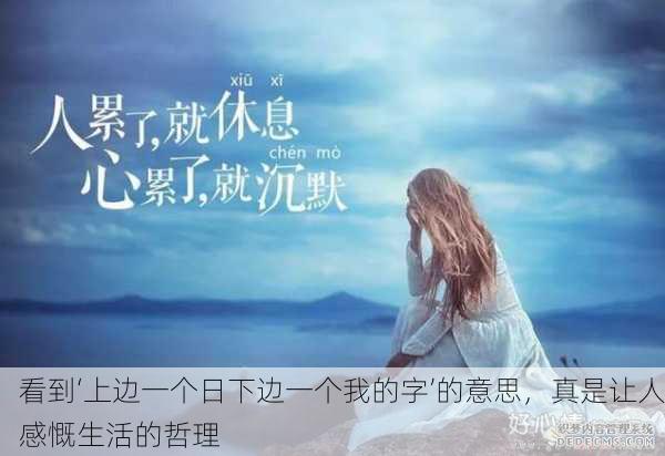 看到‘上边一个日下边一个我的字’的意思，真是让人感慨生活的哲理
