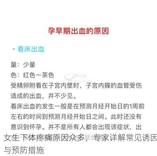 女生下体疼痛原因众多，专家详解常见诱因与预防措施