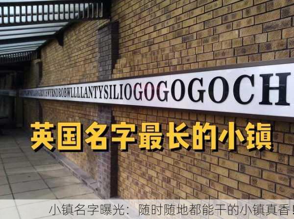 小镇名字曝光：随时随地都能干的小镇真香！