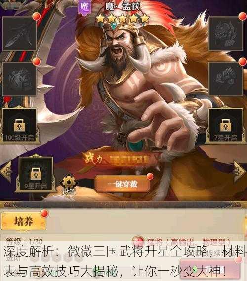 深度解析：微微三国武将升星全攻略，材料表与高效技巧大揭秘，让你一秒变大神！