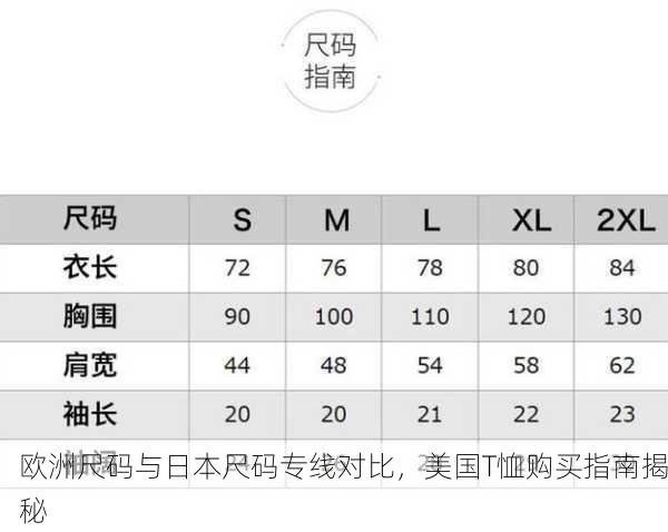 欧洲尺码与日本尺码专线对比，美国T恤购买指南揭秘